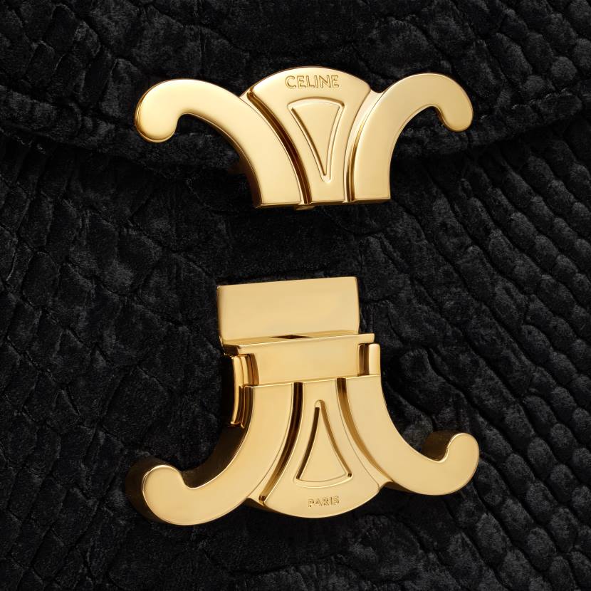 accesorios CELINE cadena besace clea de terciopelo efecto pitón negro mujer NL48170