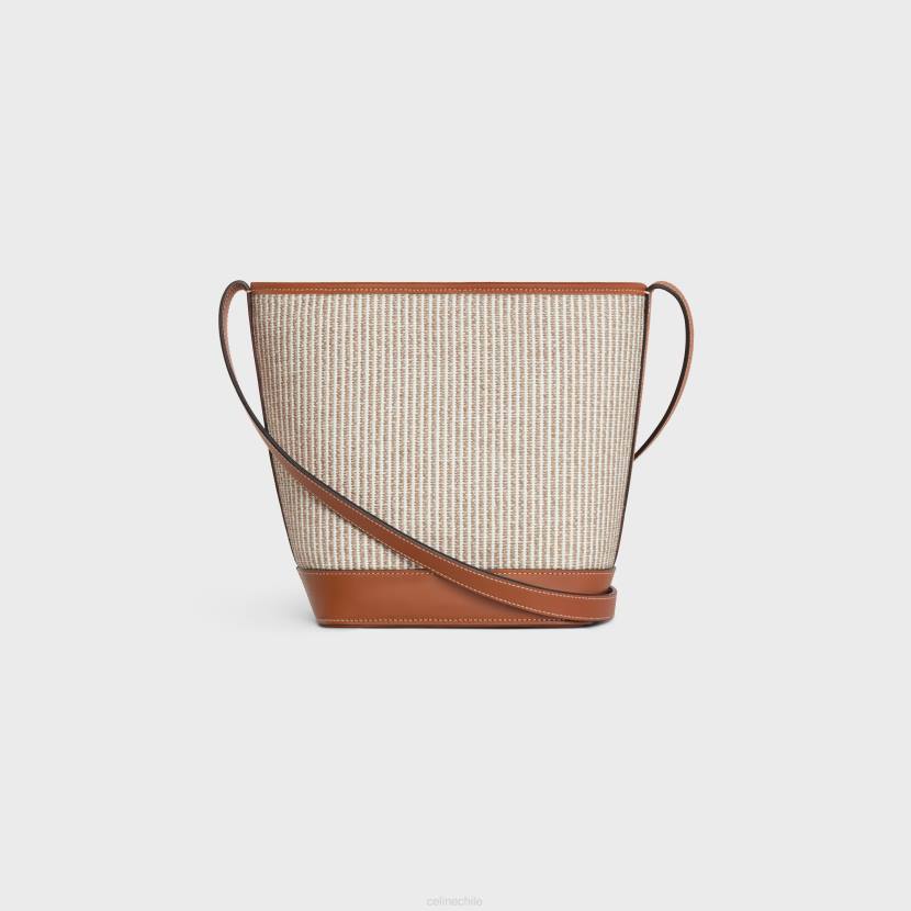accesorios CELINE cubo pequeño cuir triomphe de tejido a rayas y piel de becerro beige mujer NL48202