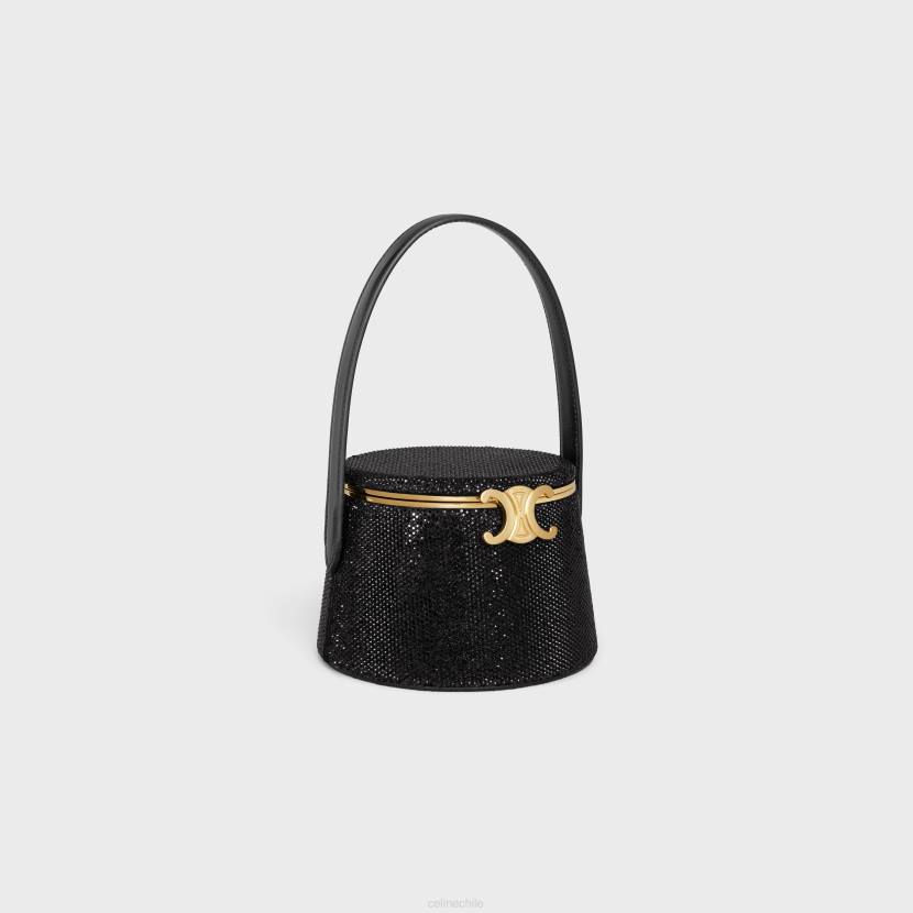 accesorios CELINE nina minaudiere de ante de becerro con strass negro mujer NL48288