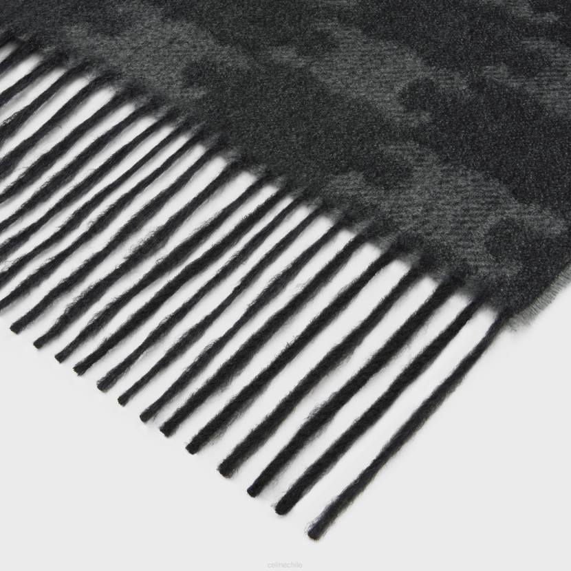 accesorios CELINE bufanda con flecos en cachemira Monogram negro/antracita hombres NL482261