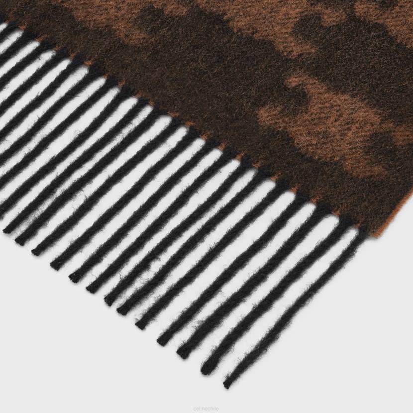 accesorios CELINE bufanda con flecos en cachemira Monogram negro/caramelo hombres NL482260