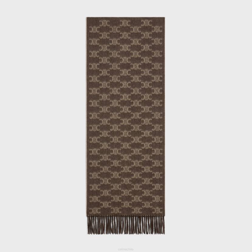 accesorios CELINE bufanda de cachemira Monogram gris topo/beige mujer NL481197