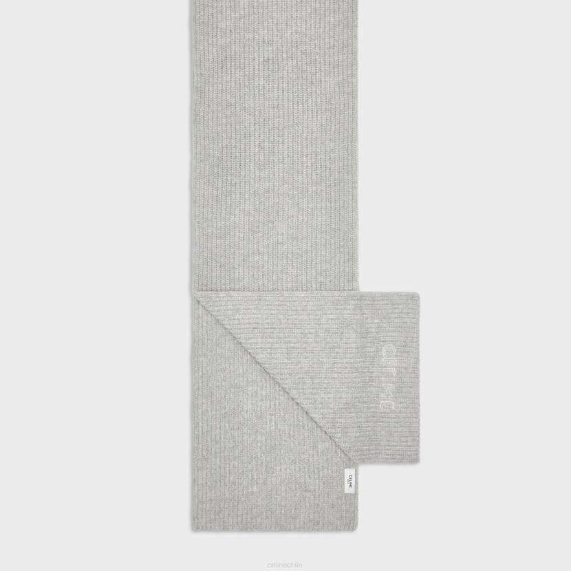 accesorios CELINE bufanda de lana afieltrada acanalada gris claro hombres NL482256