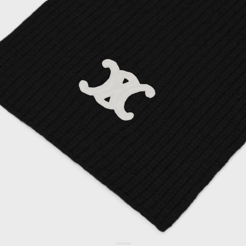 accesorios CELINE bufanda triomphe de cachemir sin costuras negro mujer NL481169