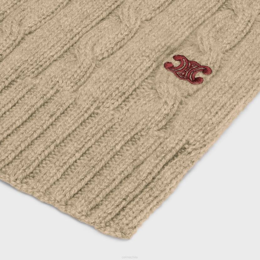 accesorios CELINE bufanda triomphe de punto trenzado de cachemir color topo claro mujer NL481185