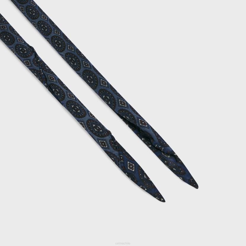 accesorios CELINE pañuelo fino en charmeuse de seda barroca mezclilla azul mujer NL481220
