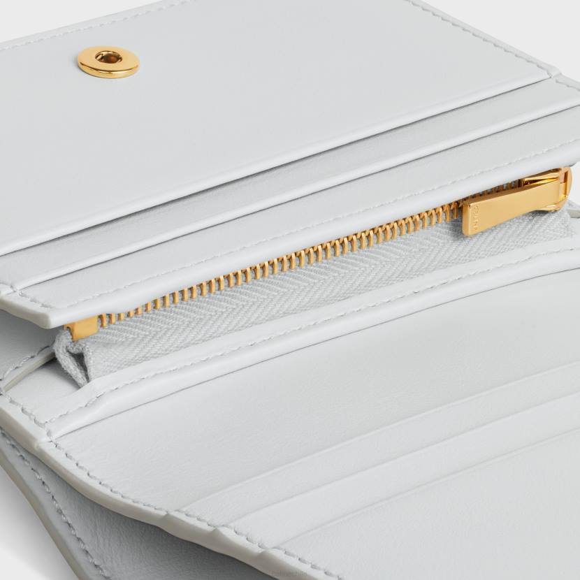 accesorios CELINE cartera compacta triomphe de piel de becerro brillante luna mujer NL48450