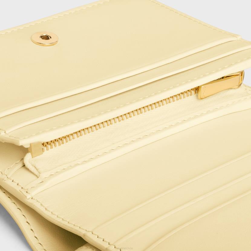 accesorios CELINE cartera compacta triomphe de piel de becerro brillante luz de sol mujer NL48449