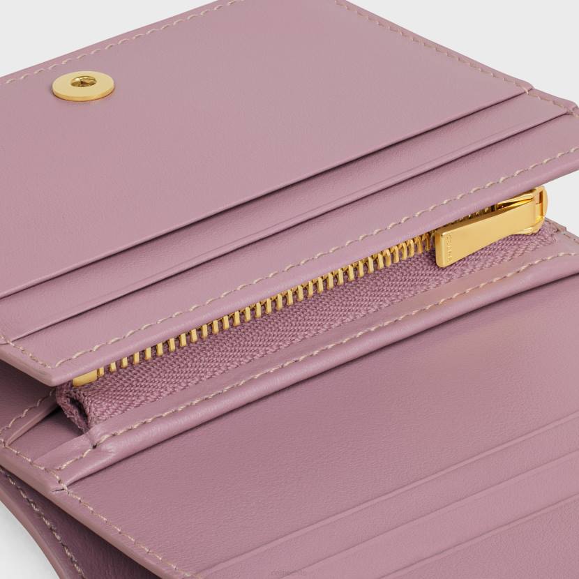 accesorios CELINE cartera compacta triomphe de piel de becerro brillante pétalo mujer NL48448