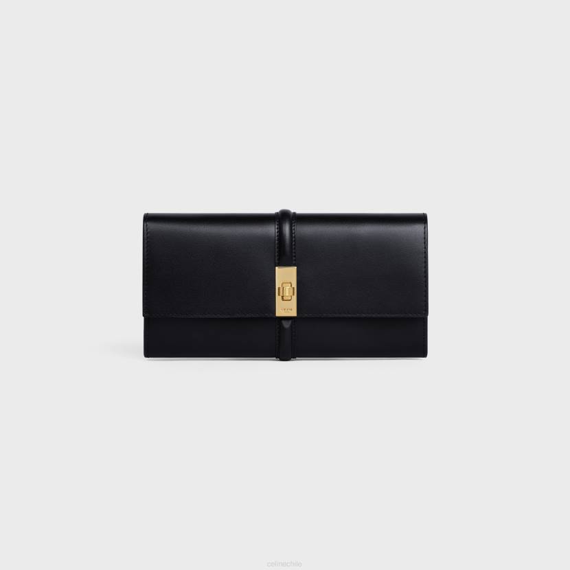 accesorios CELINE cartera grande 16 de piel de becerro brillante negro mujer NL48422