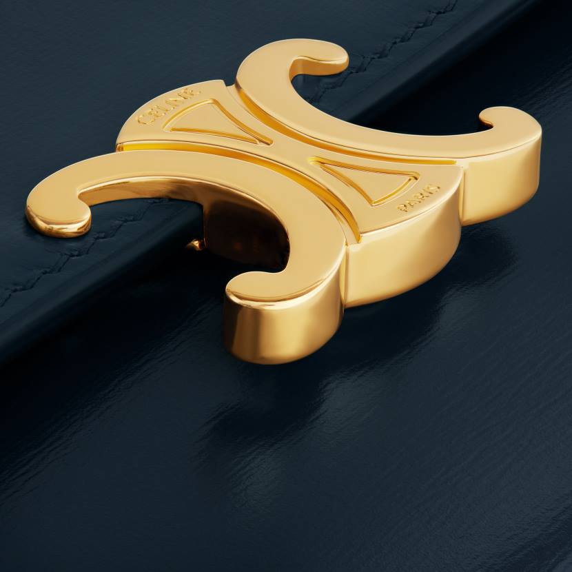 accesorios CELINE cartera grande triomphe de piel de becerro brillante Azul marino mujer NL48442