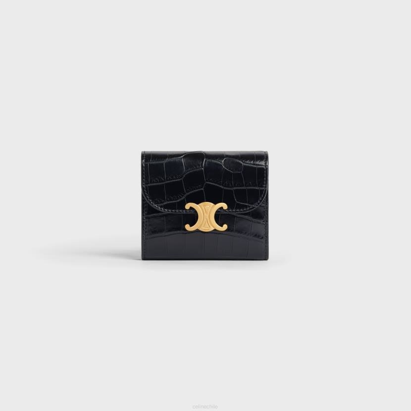 accesorios CELINE cartera pequeña triomphe de cocodrilo niloticus negro mujer NL48464