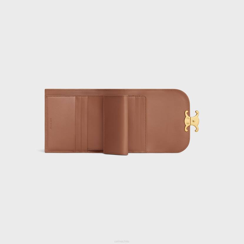 accesorios CELINE cartera pequeña triomphe de piel de becerro brillante bronce mujer NL48460