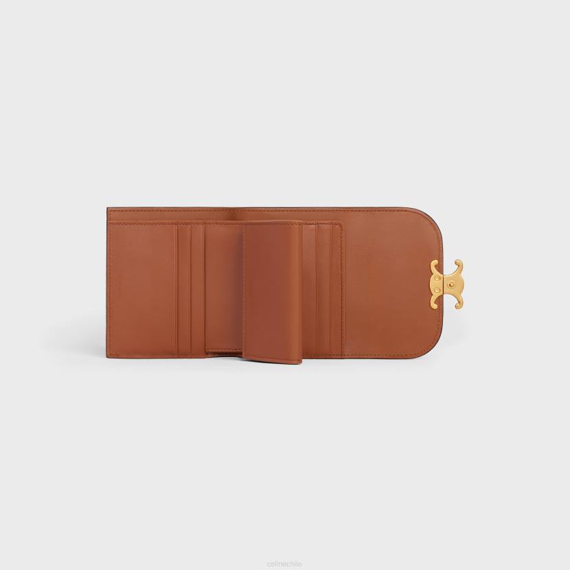 accesorios CELINE cartera pequeña triomphe de piel de cordero lisa brillante broncearse mujer NL48455