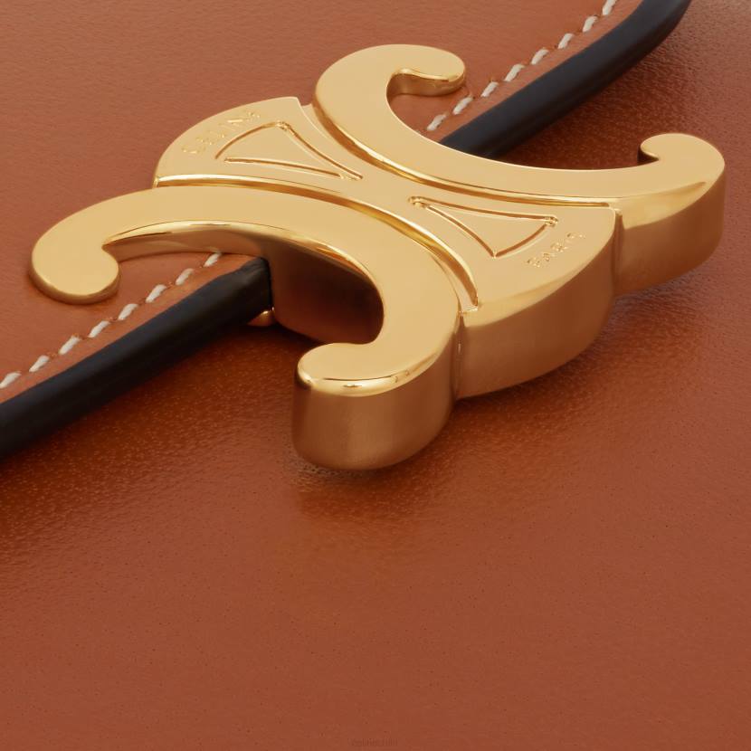 accesorios CELINE cartera pequeña triomphe de piel de cordero lisa brillante broncearse mujer NL48455