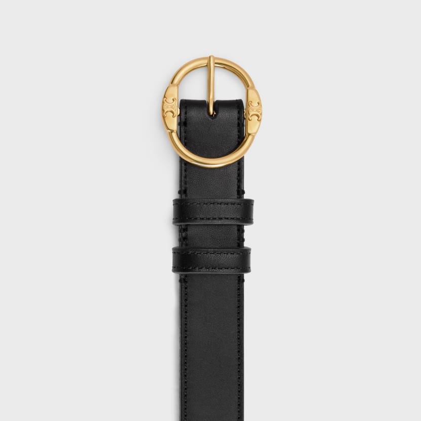 accesorios CELINE Cinturón mediano Twin Triomphe de piel de becerro vintage negro mujer NL481026