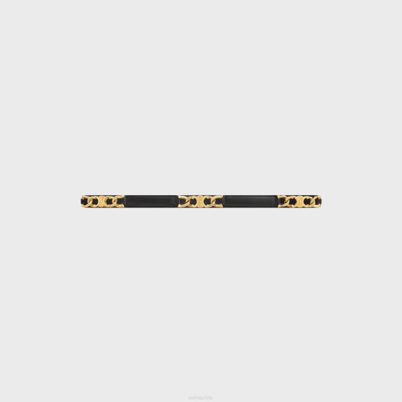 accesorios CELINE cinturón ajustable pequeño gourmette triomphe de piel taurillon negro mujer NL481090