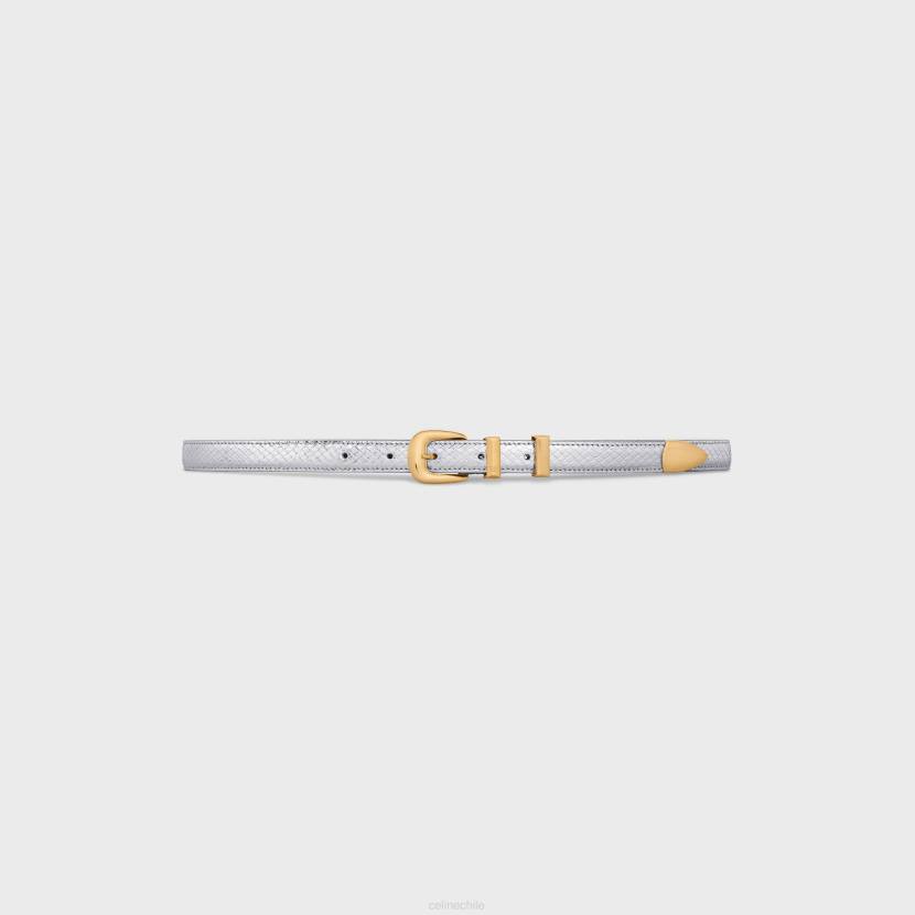 accesorios CELINE pequeño cinturón western de piel de becerro repujada de pitón plata mujer NL481029