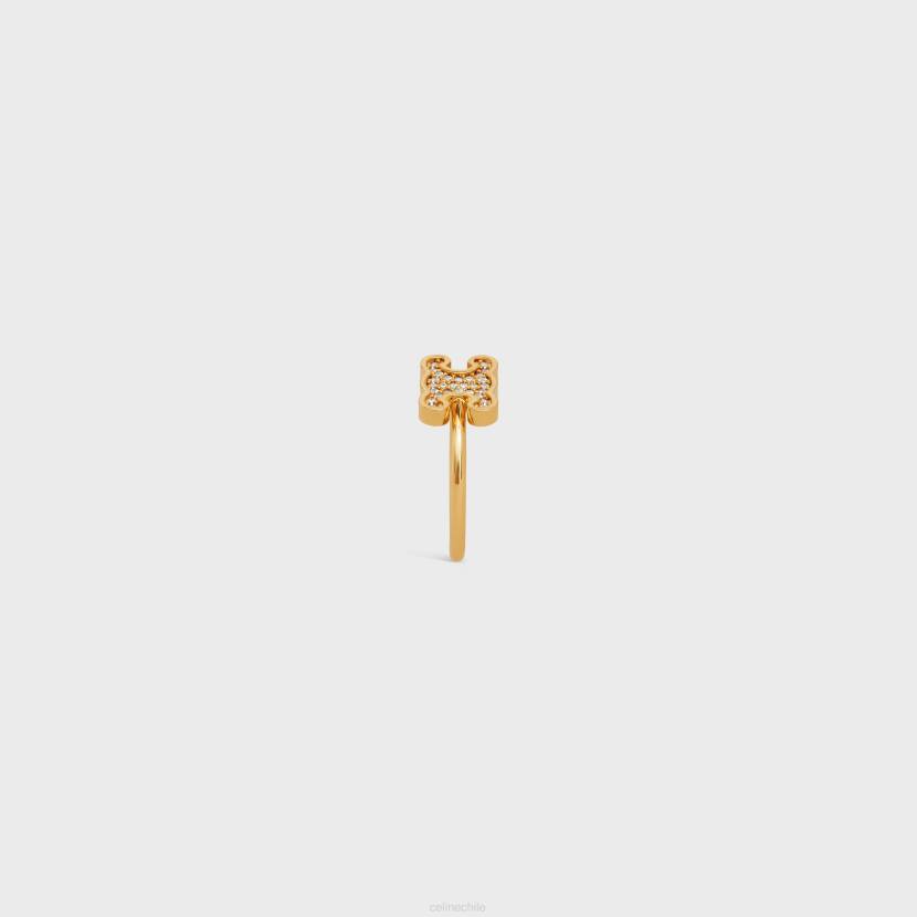 accesorios CELINE Anillo pequeño con diamantes de imitación Triomphe de latón con acabado y cristales oro mujer NL481304