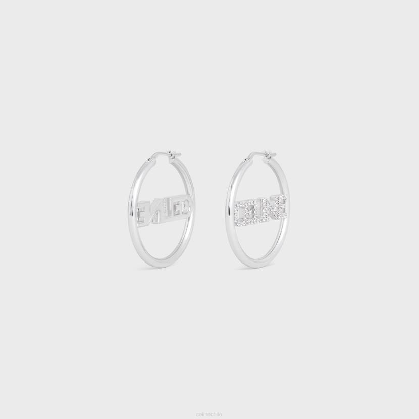 accesorios CELINE Aros monocromáticos de strass en latón con acabado rodio y cristales. plata mujer NL481253