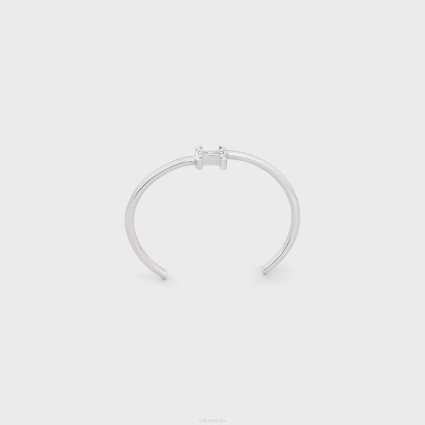 accesorios CELINE Brazalete asimétrico Triomphe de latón con acabado rodio. plata mujer NL481290
