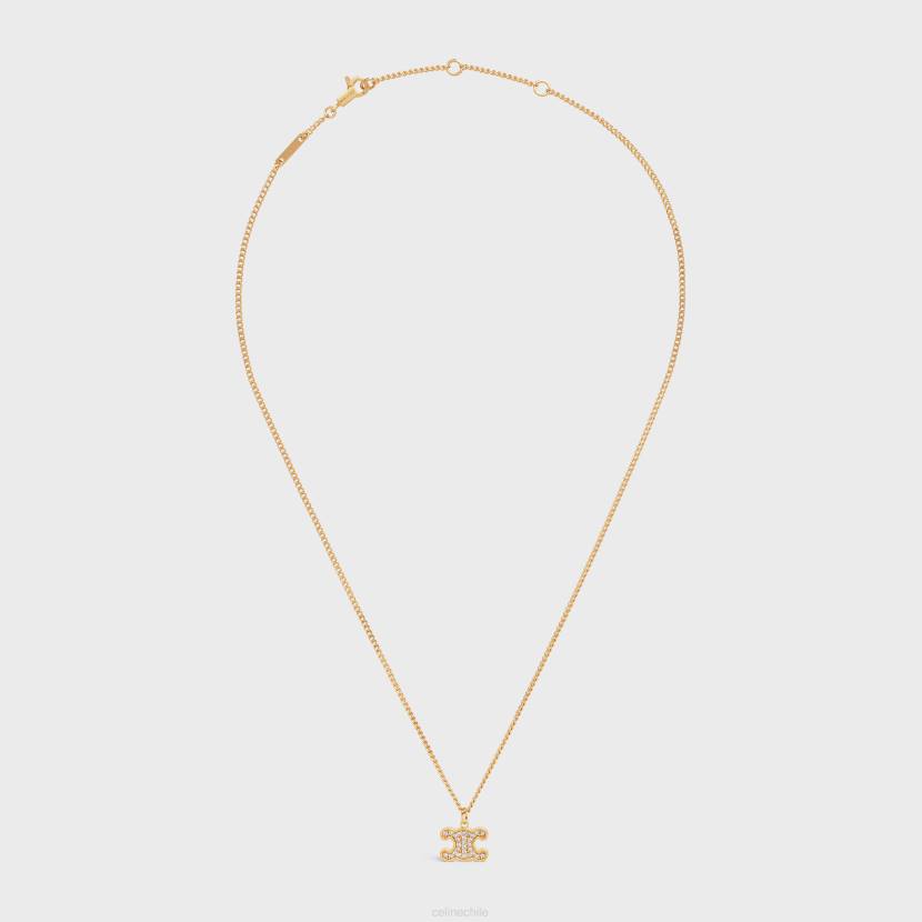 accesorios CELINE Collar de diamantes de imitación Triomphe de latón con acabado y cristales oro mujer NL481299