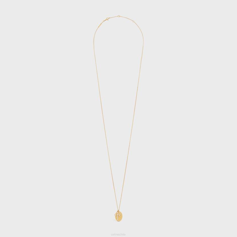 accesorios CELINE Collar folklórico de perlas Triomphe de latón con acabado dorado y perlas de resina oro/marfil mujer NL481295