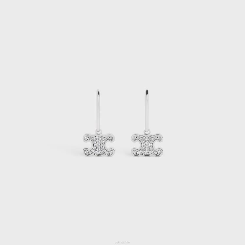 accesorios CELINE Pendientes de diamantes de imitación Triomphe de latón con acabado rodio y cristales plata mujer NL481303