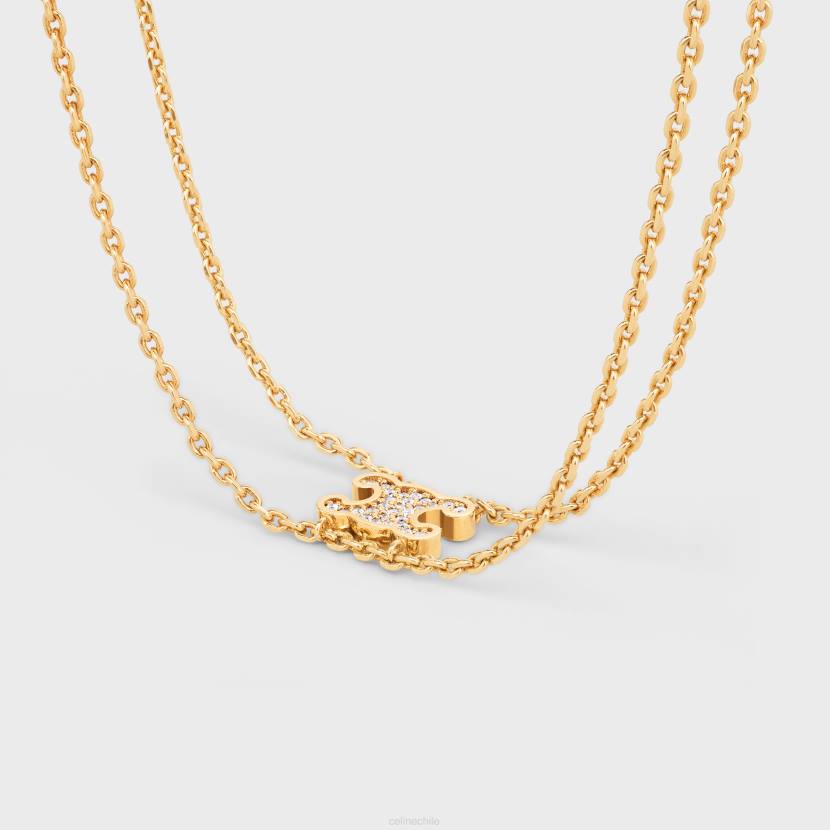 accesorios CELINE Pulsera suspendida con diamantes de imitación Triomphe de latón con acabado y cristales oro mujer NL481301