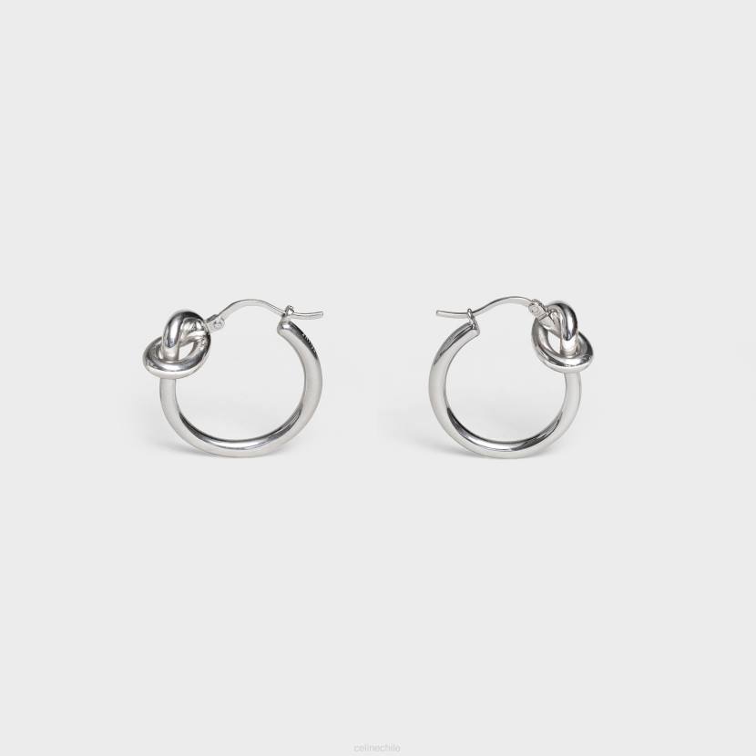 accesorios CELINE aros nudo pequeños de latón acabado rodio plata mujer NL481352