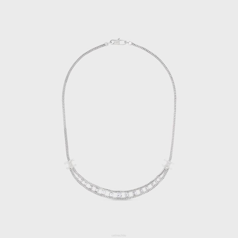 accesorios CELINE collar corto margaritas de latón acabado rodio y strass plata mujer NL481354