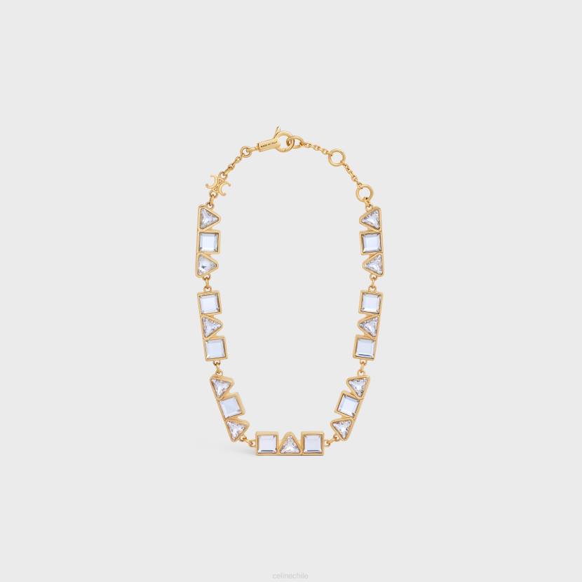 accesorios CELINE pulsera geométrica de latón con acabado y strass oro mujer NL481266