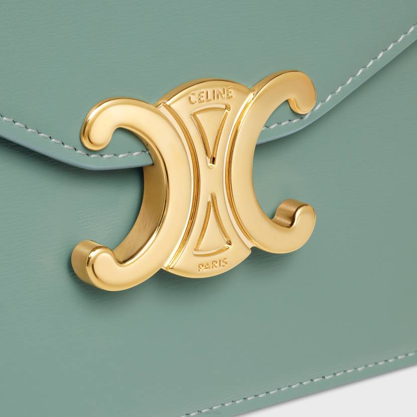 accesorios CELINE cartera con cadena margo de piel de becerro brillante celadón mujer NL48348