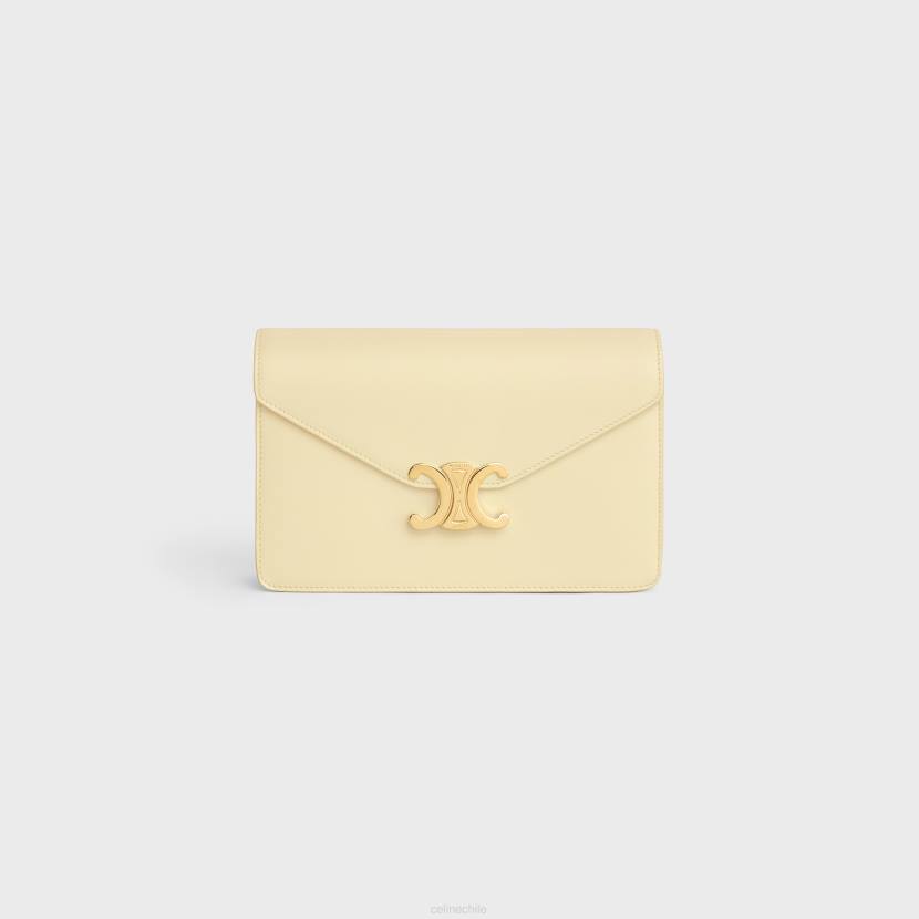 accesorios CELINE cartera con cadena margo de piel de becerro brillante luz de sol mujer NL48355