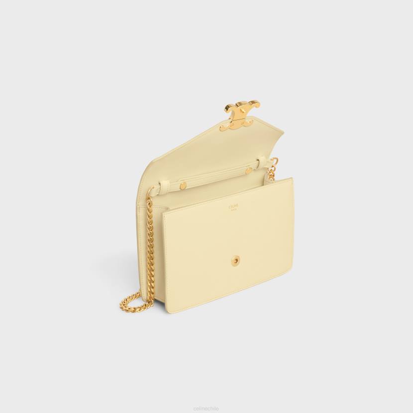 accesorios CELINE cartera con cadena margo de piel de becerro brillante luz de sol mujer NL48355