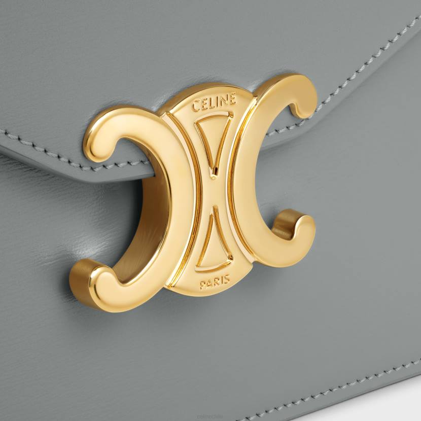 accesorios CELINE cartera con cadena margo de piel de becerro brillante zinc mujer NL48315