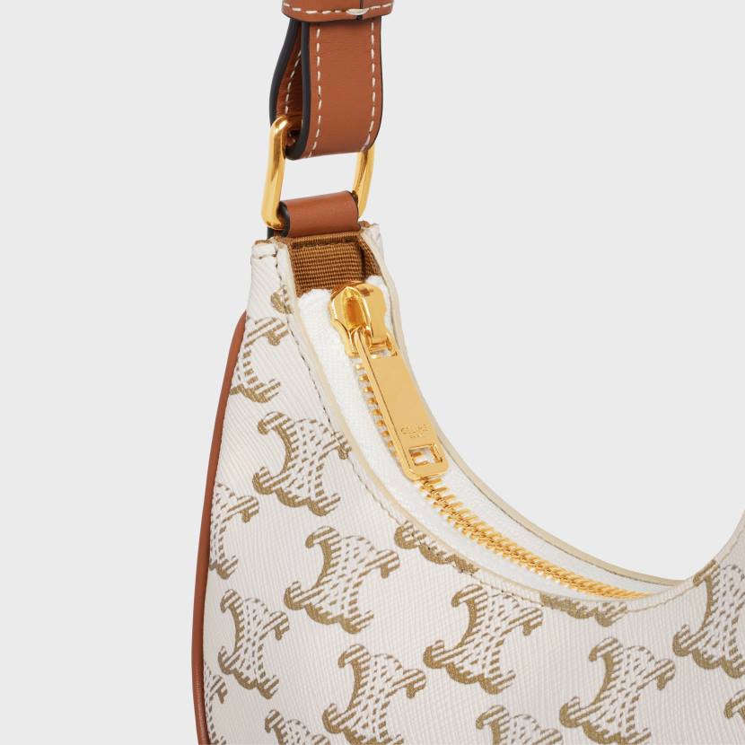 accesorios CELINE mini ava de lona Triomphe y piel de becerro blanco/bronceado mujer NL48385