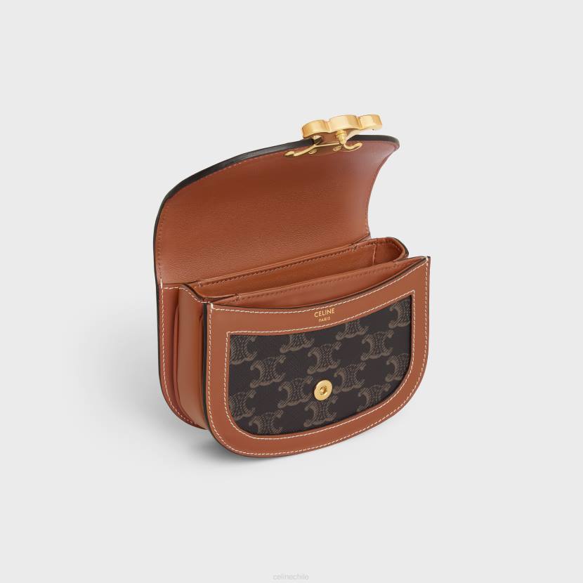 accesorios CELINE mini besace clea de lona Triomphe y piel de becerro broncearse mujer NL48324