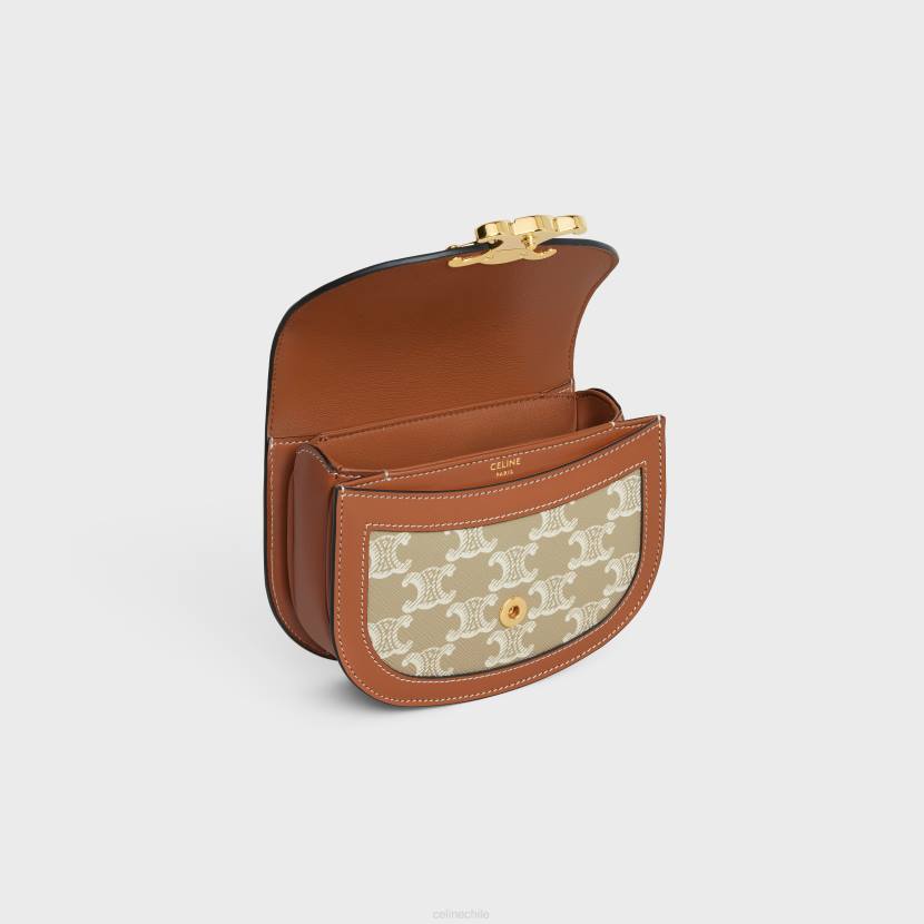 accesorios CELINE mini besace clea de lona Triomphe y piel de becerro greg mujer NL48325