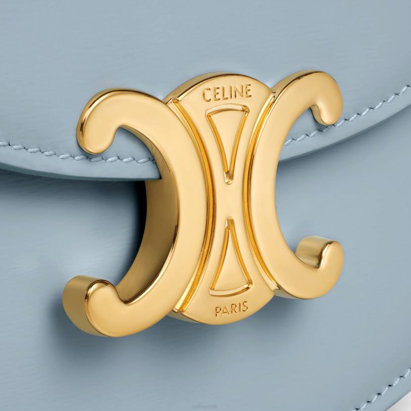 accesorios CELINE mini besace clea de piel de becerro brillante azul pálido mujer NL48322