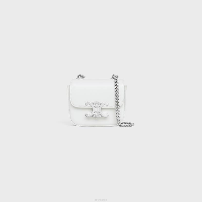 accesorios CELINE mini cadena claude de piel de becerro brillante blanco de blanco mujer NL48310