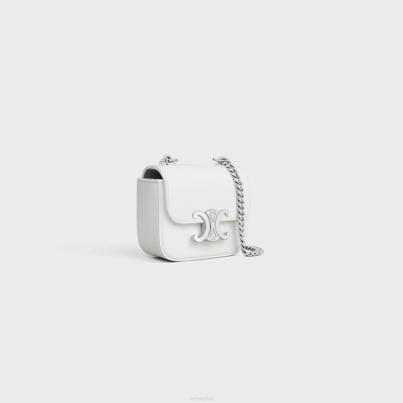 accesorios CELINE mini cadena claude de piel de becerro brillante blanco de blanco mujer NL48310