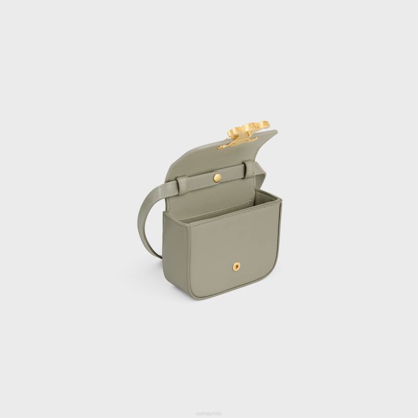 accesorios CELINE mini claude de piel de becerro brillante barro verde mujer NL48366