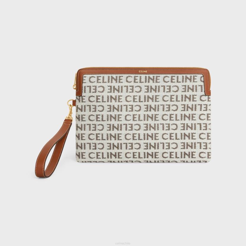 accesorios CELINE bolsito pequeño con correa firma en textil con piel de becerro y por toda la prenda Bronceado natural mujer NL48548