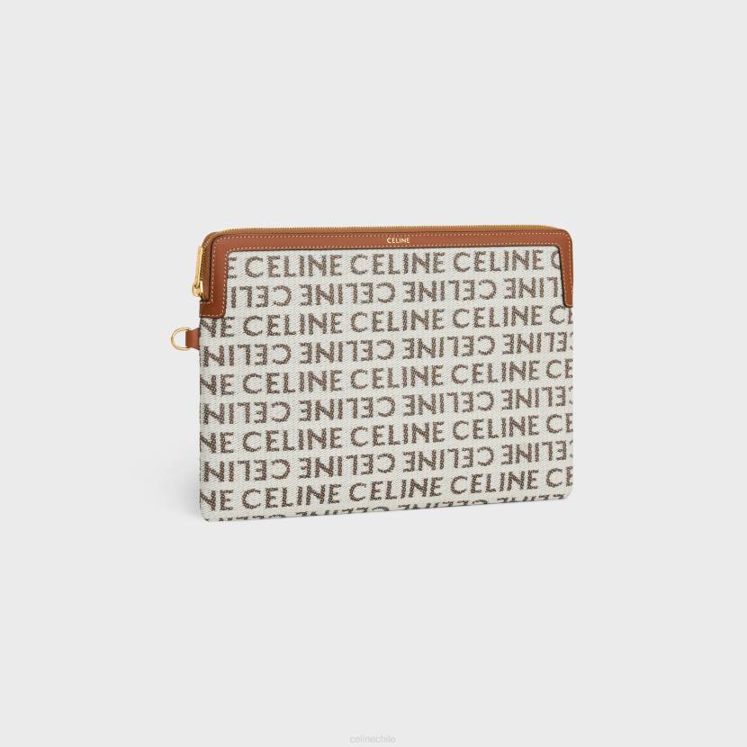 accesorios CELINE bolsito pequeño con correa firma en textil con piel de becerro y por toda la prenda Bronceado natural mujer NL48548
