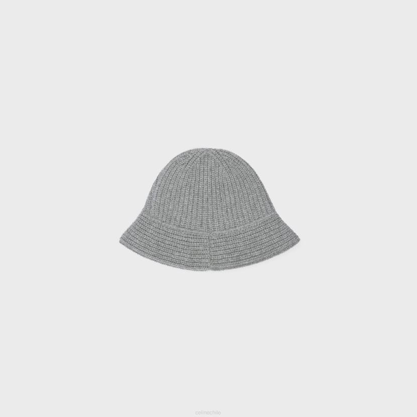 accesorios CELINE Gorro Cloche Triomphe de cachemira gris medio mujer NL481170