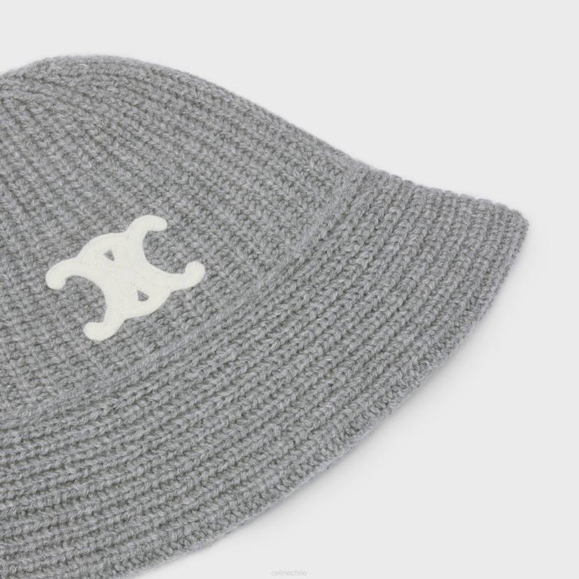 accesorios CELINE Gorro Cloche Triomphe de cachemira gris medio mujer NL481170