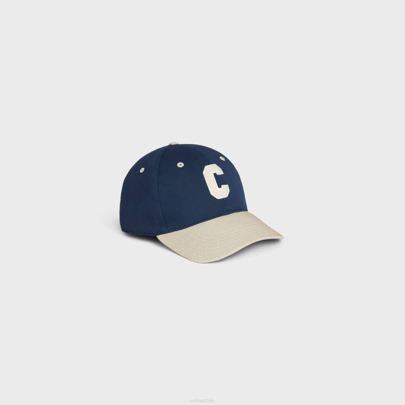 accesorios CELINE gorra de béisbol con inicial de algodón azul marino/beige hombres NL482246