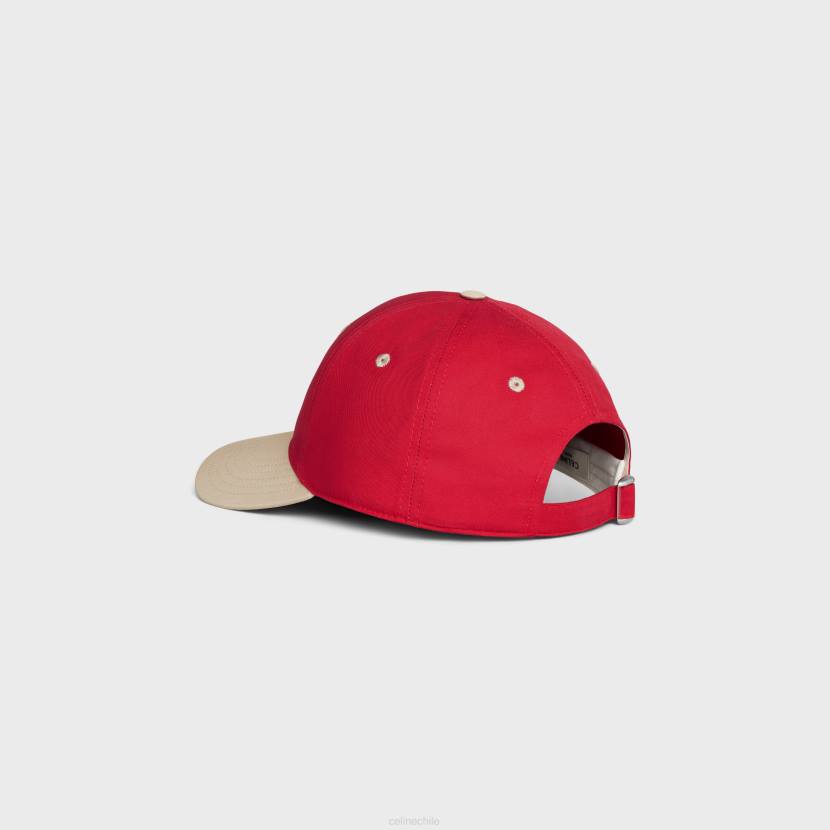 accesorios CELINE gorra de béisbol con inicial de algodón rojo/beige hombres NL482247