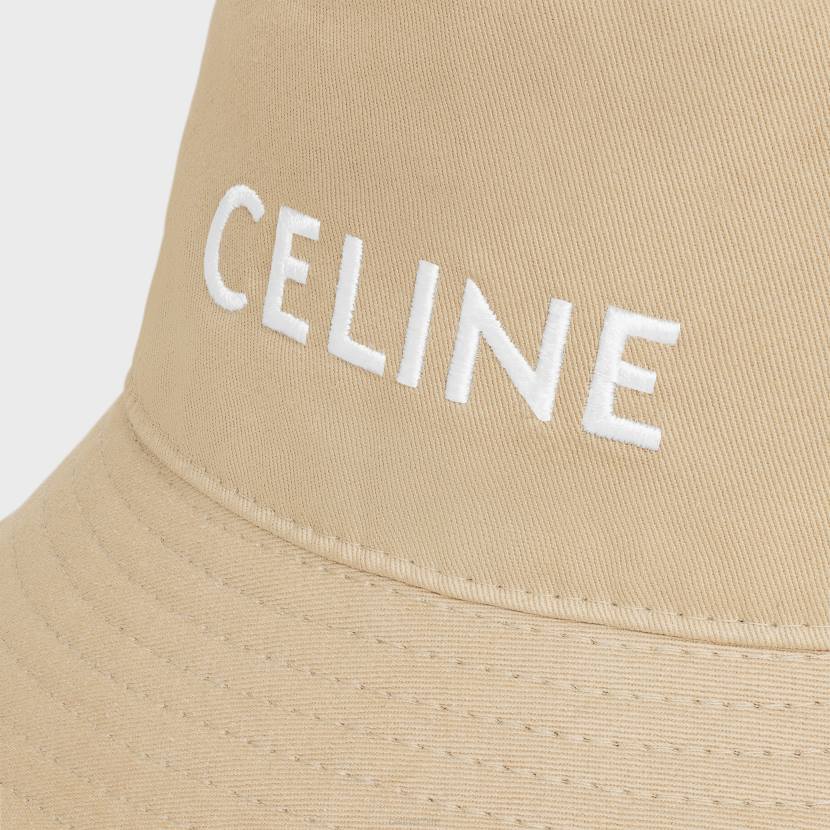 accesorios CELINE sombrero de pescador en gabardina de algodón galleta mujer NL481044